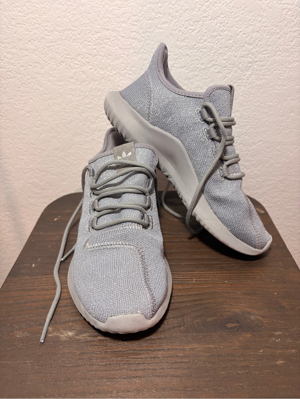 adidas Women’s Gray Knit Lace-Up Sneaker